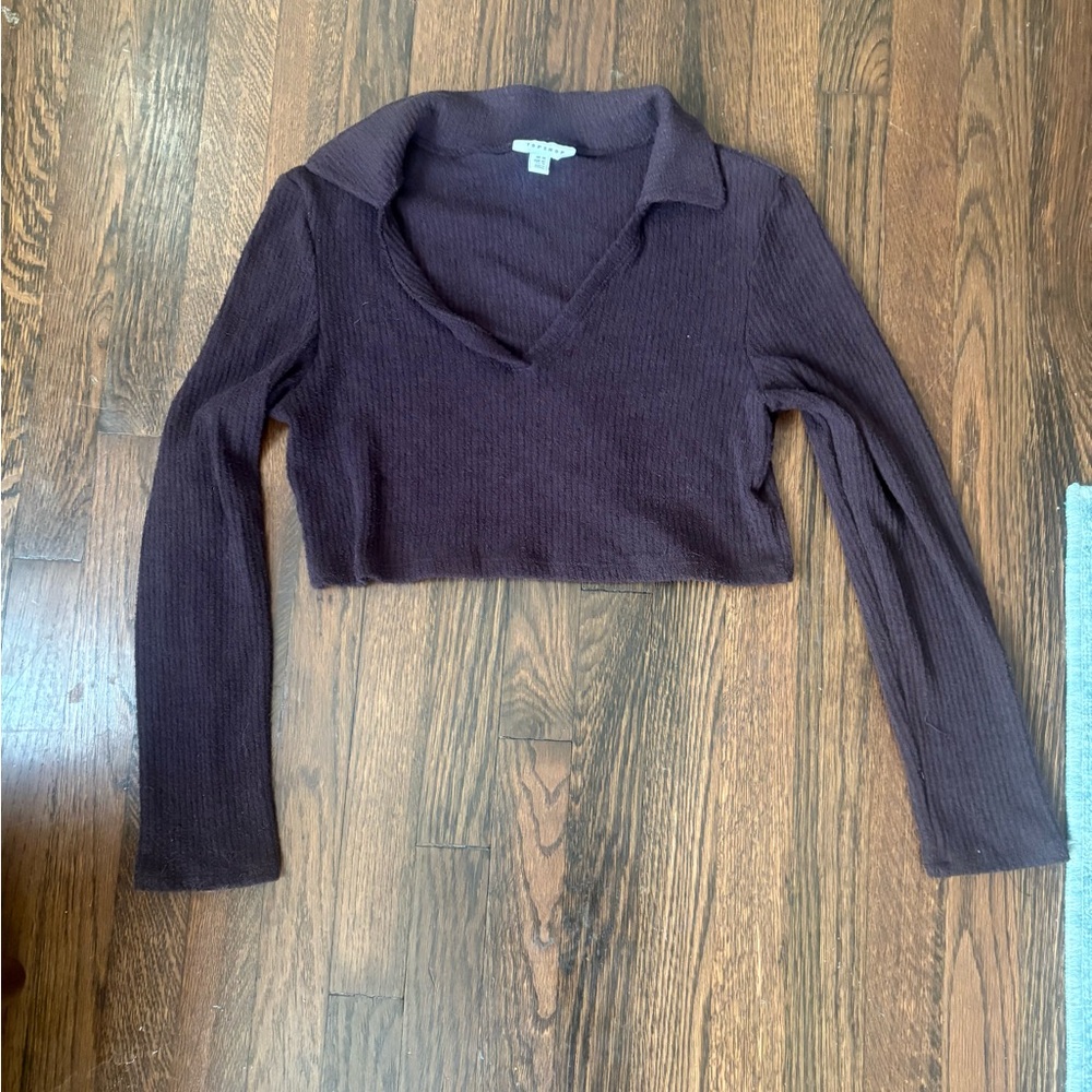 Topshop brown cropped top women’s size 10